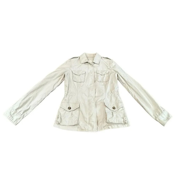 Super Cute Vintage GUC Banana Republic Cargo Jacket XS off White Military flaw - Picture 2 of 9